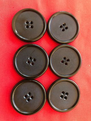 Set Of 6 Civil War Goodyear 1851 Hard Rubber Sew - Thru Buttons - Large 1 1/2 "