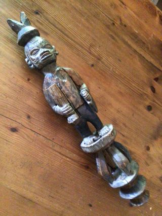 Vintage Hand Carved Wooden Folk Art African Tribal Sculpture Or Wall Hanging