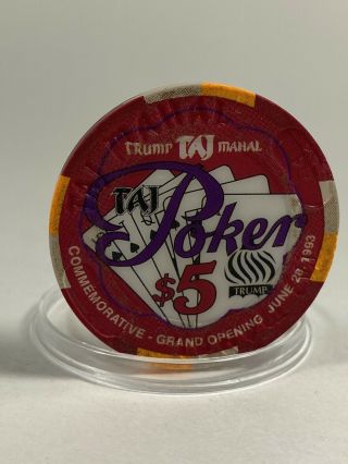 Trump Taj Mahal: $5 Casino Chip: 1993 Commemorative Grand Opening - Poker$5chip