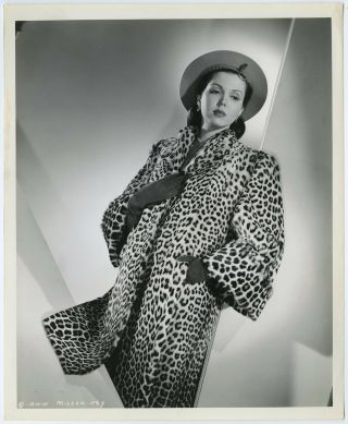 Vintage Hollywood 1940s Ann Miller Glamour Leopard Coat Ned Scott Photograph
