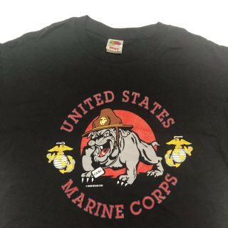 Vintage Us Marine Bulldogs T - Shirt Mens Large 80s Usa Usmc Black Ss Tee 1983