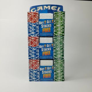 Camel Las Vegas Casino Poker Chips Boxed Vtg Set Of 150 Red Green Blue 3 Pack