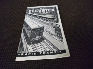 Vintage 1938 Elevated Map Chicago El L Pre Cta Rapid Transit