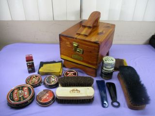 Vintage Griffin Shinemaster Shoe Shine Box Kit With Extra Contents Inside