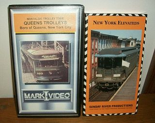 2 Railroad Videos - York Elevateds & Queens Trolleys - Vhs Tapes