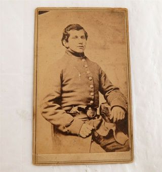 Civil War Cdv Photo Of Union Soldier With Pistol Andrews Davis & Co Boston