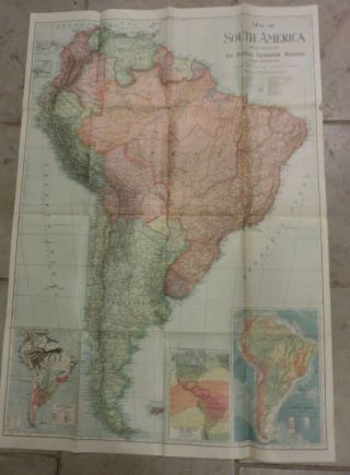 1921 Map Of South America - National Geographic - National Geographic 37 " X26 "