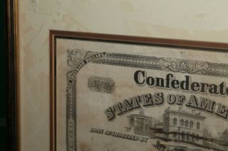 1863 Framed Matted Confederate States of America $1000 Bond Civil War Coupons 3