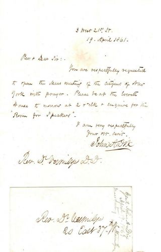 April 1861,  John A.  Dix,  Great Letter,  York,  Mass Meeting.  Prayers,  War On