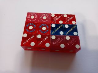 6 Diff.  Pair Vintage Las Vegas Casino Dice All With Matching Numbers