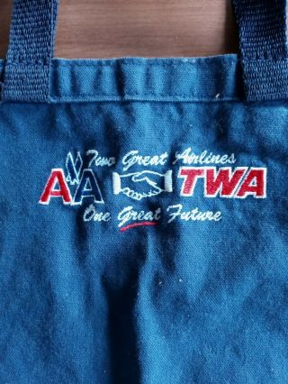 Navy Blue Aa Twa Airlines Tote Bag Usa 17.  5 " X 13.  5 " X 7 " -