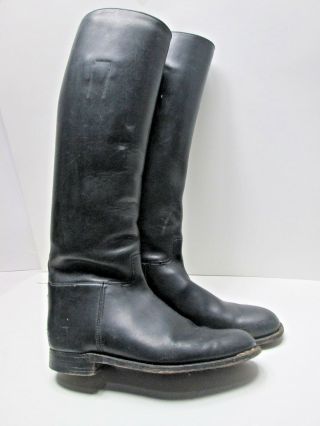 Vintage Handmade Usa Womens 8 Black Tall Equestrian Leather Riding Dress Boots