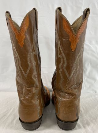 Vintage TONY LAMA Western Cowboy Boots Sz 11.  5 D Ostrich Toe Leather Ankle - Heel. 3