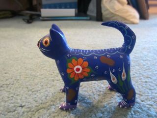 Oaxacan Wood Carving Cat Figurine By Roberta Angeles