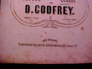 Confederate Imprint Sheet Music DEUX VALSES,  GUARD ' S SONG Printed in ORLEANS 3
