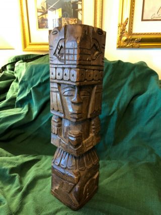 Vintage Wooden Hand Carved Mexican Statue
