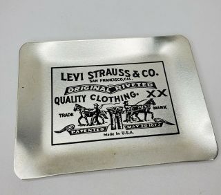 Vintage Levi Strauss & Co Riveted Jeans Coin Tray Ashtray Advertising