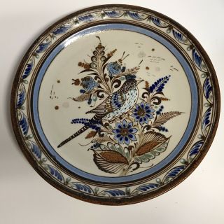 Vintage Ken Edwards 10 - 3/4” Plate Mexican Pottery Birds Flowers Complex Edge