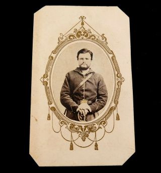 Civil War Cdv Photo Of Union Cavalry Soldier With Sword Tax Stamps