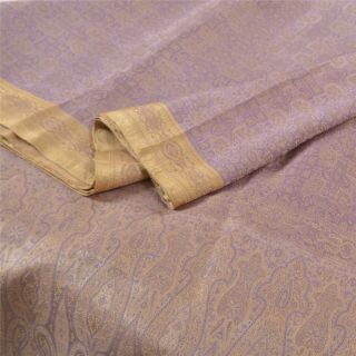 Sanskriti Vintage Purple Heavy Saree Pure Satin Silk Woven Tanchoi Sari Fabric