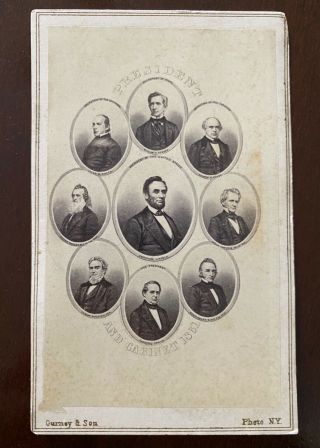 Civil War 1861 Cdv Of President Abraham Lincoln And His First Cabinet