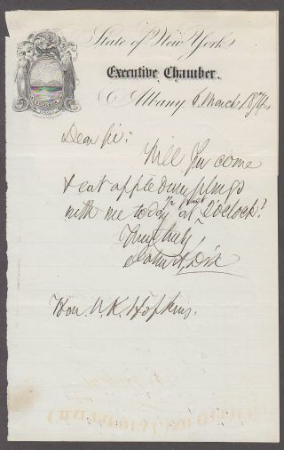 John A Dix,  Major General Als As Governor Of York Illus Letter Sheet 3/6/74