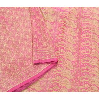 Sanskriti Vintage Pink Heavy Saree Pure Silk Woven Brocade/banarasi Fabric Sari