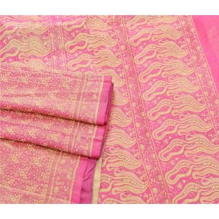 Sanskriti Vintage Pink Heavy Saree Pure Silk Woven Brocade/Banarasi Fabric Sari 3
