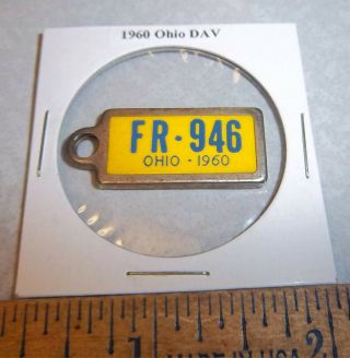 1960 Ohio Fr 946 Dav Mini License Plate Tag Key Chain Disabled American Vet