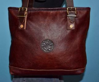 Vtg Duluth Pack Brown Leather Shoulder Tote Handcrafted Shopper Purse Bag Usa