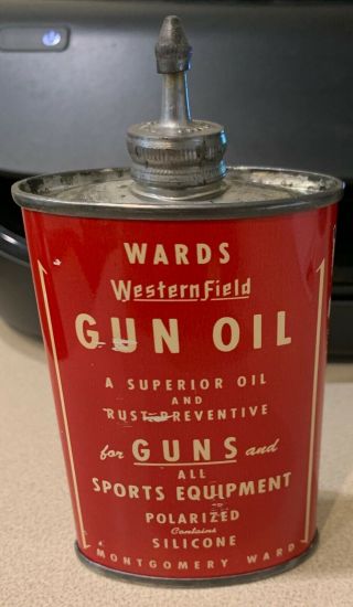 Vintage Wards Western Field Gun Oil Tin Can Handy Oiler