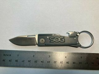 Sog Gray Keytron/keychain Lock Back Knife /w Bottle Opener