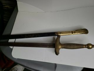 Us Civil War Emerson & Silver Sword W/scabbard - Dated 1866,  Model 1840