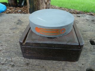 Old Carborundum 107 Silicon Carbide Sharpening Stone W/original Wood Case/label