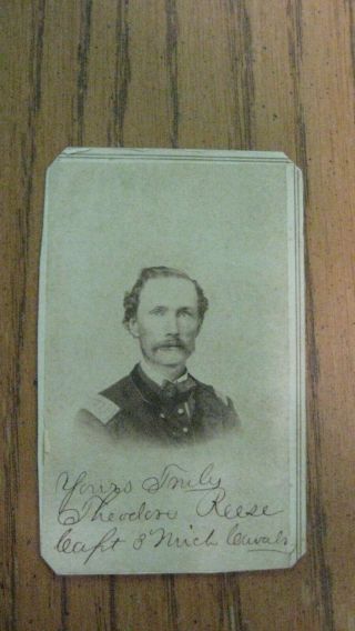 Ided Civil War Soldier Cdv Capt.  Theodore Reese 3rd Michigan Cavalry