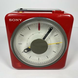 Vintage Sony Icf - A10w Red Cube Am/fm Alarm Clock Radio Clock No Radio/alar