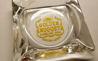 Vintage 80s - The Golden Nugget Gambling Hall - Glass Ashtray Downtown Las Vegas