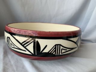 Ute Pottery Bowl By Ruth R Maroon,  Cream And Black