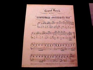 Confederate Imprint Sheet Music Stonewall Jackson 