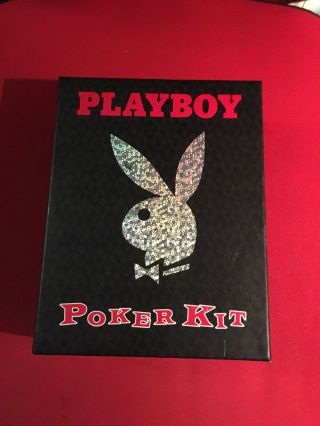 Playboy Poker Kit Box Starter Instructional Party Set 2 Decks Cards Chips Book