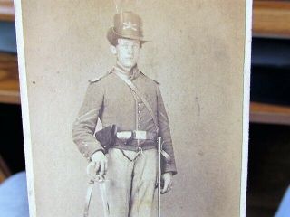 Civil War Ohio Cavalry Soldier In Full Uniform & Sword Cdv