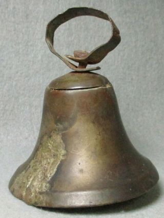 Civil War Relic Brass Camp Bell With A Crack That Was Brazed W/ Clapper & Ring