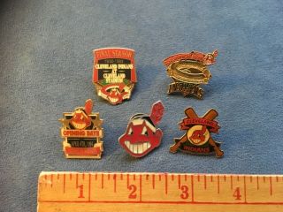 Vintage Mlb Cleveland Indians Chief Wahoo Municipal Stadium Lapel Press Pins 5