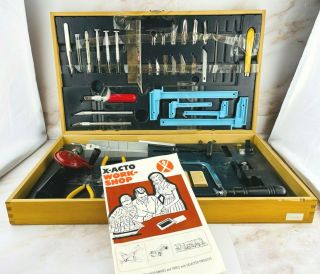 Vintage X Acto Knife Set In Wooden Box