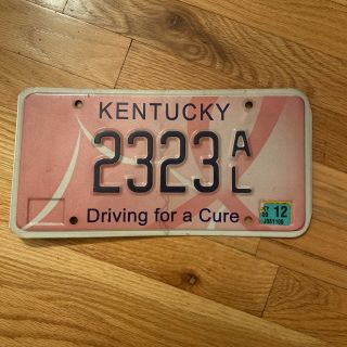 Kentucky Ky License Plate Pink Breast Cancer Mancave Ratrod Wall Art Collectible