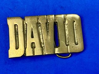 David Name In Block Letters Solid Brass Belt Buckle By Baron Brass