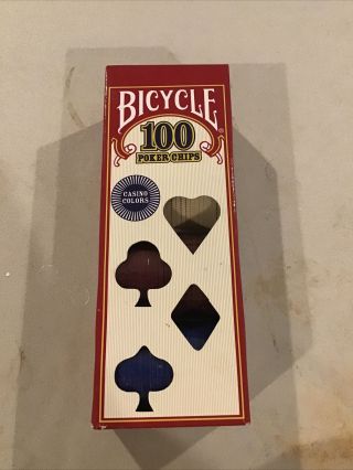 Bicycle Poker Chips Pack Of 100 25 Red 50 Ivory 25 Blue Plastic/washable/casino