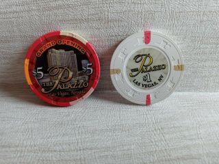 2 Vtg Casino Chips Palazzo Las Vegas,  Nevada $1 & $5