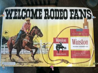 " Welcome Rodeo Fans " - 1972 R.  J.  Reynolds " Winston Cigarettes " Cowboy Poster