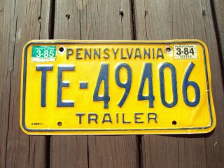 Vtg Expired 1985 Pennsylvania Pa License Plate Trailer Te - 49406